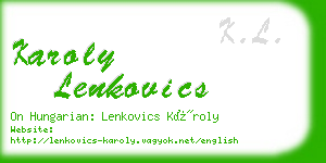 karoly lenkovics business card